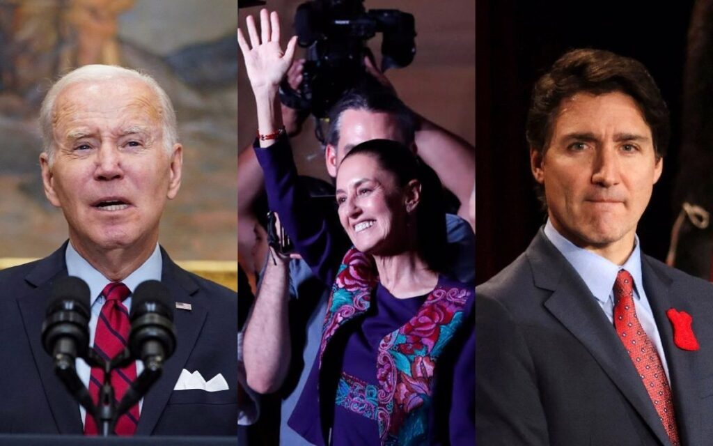 Líderes de Estados Unidos y Canadá felicitan a Claudia Sheinbaum